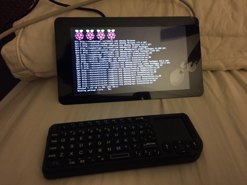 This is the Raspberry Pi powered up again with the 7" Touchscreen Display.
