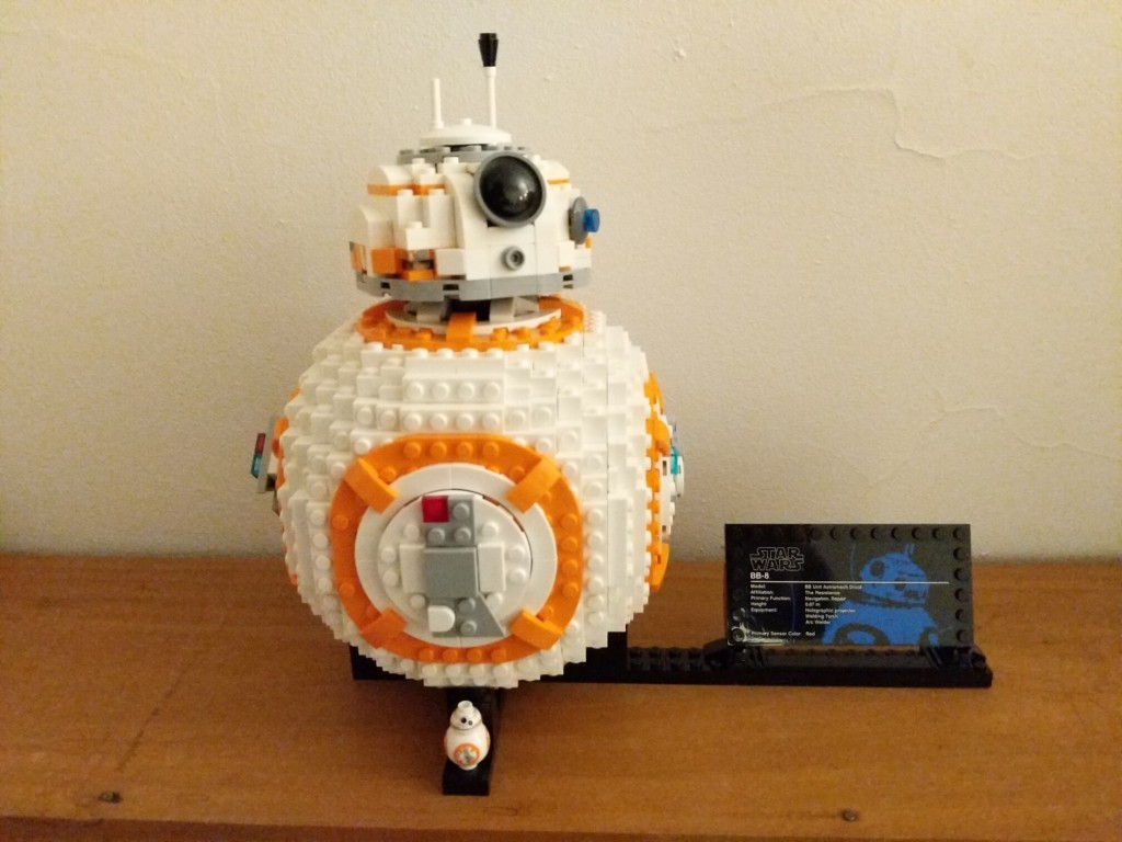 LEGO BB-8 75187 set on display stand facing forward