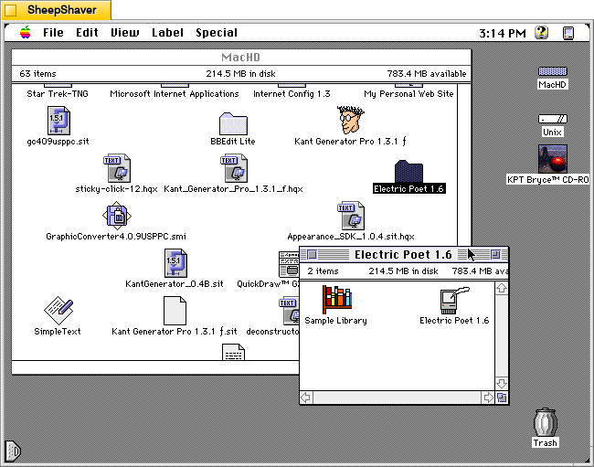 Electric Poet 1.6 for Macintosh, Icon Group