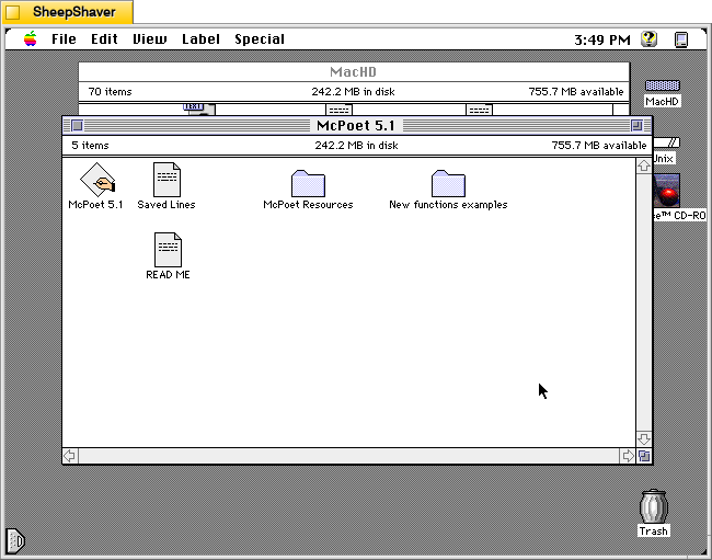 McPoet 5.1 for Macintosh, program group