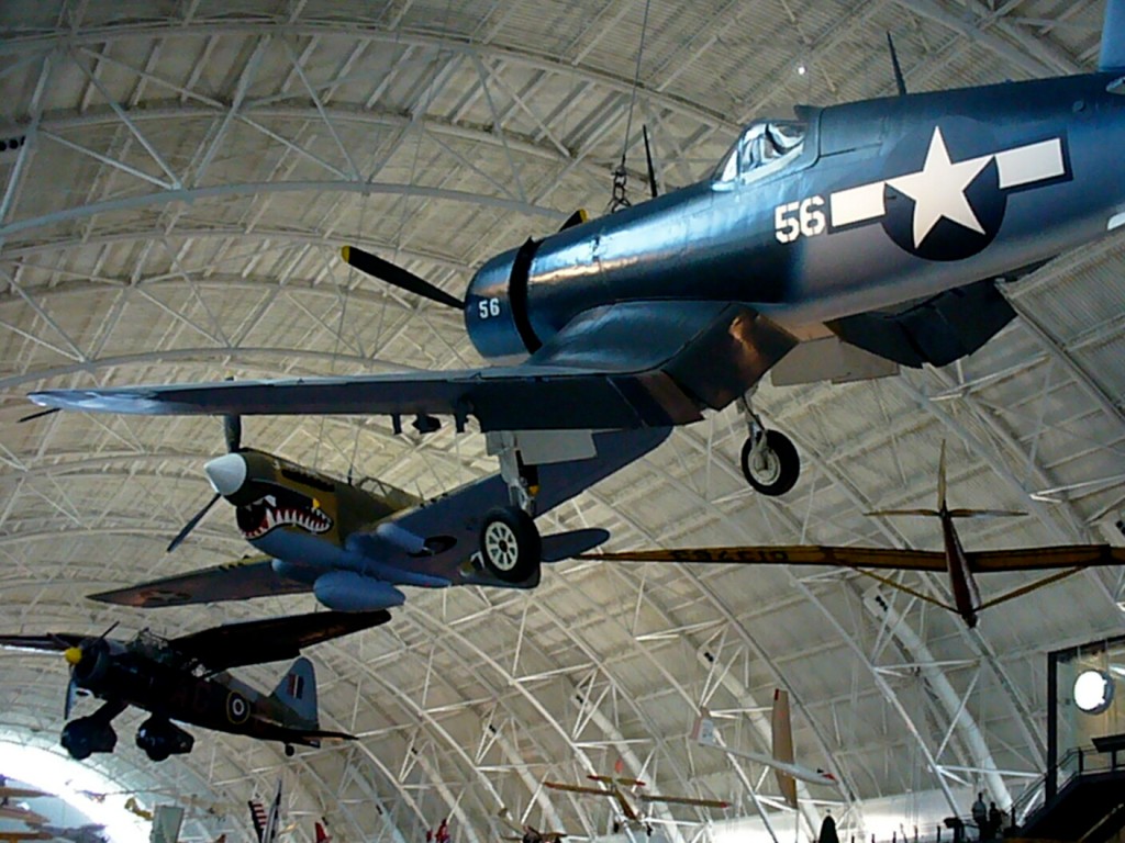 National Air and Space Museum, Udvar-Hazy Center, Curtiss P-40 Warhawk and Vought F4U Corsair