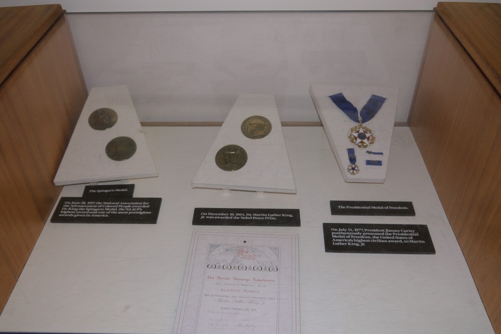 The King Center, MLK, Jr's Springarm Medal, Nobel Peace Price, and posthumous Presidential Medal of Freedom