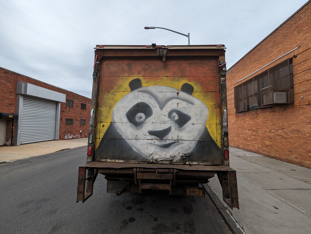 JFT Scrap Metal Box Truck street art on back side, Brooklyn, New York