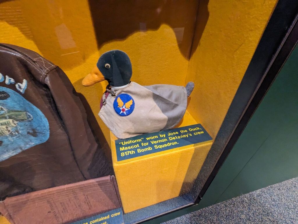 Jose the Duck's Uniform, Vernon Delaney's B-17 crew of the 817th Bomb Squadron, Museum of Aviation, Robins Air Force Base, Warner Robins, GA.