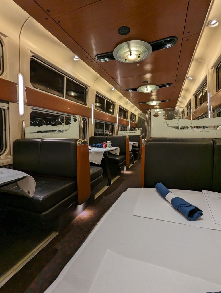 Amtrak Silver Meteor Train, Dining car, Savannah to Penn Station, NYC.