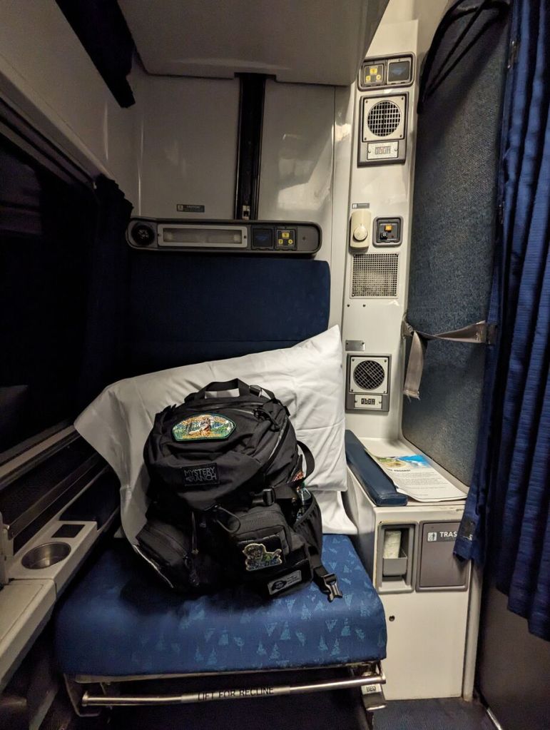 Amtrak Silver Meteor Train, Roomette right side seat, Savannah to Penn Station, NYC.